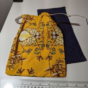 2 Cloth Gift Bags, Owl , Blue Dots,  Reusable,  Fabric